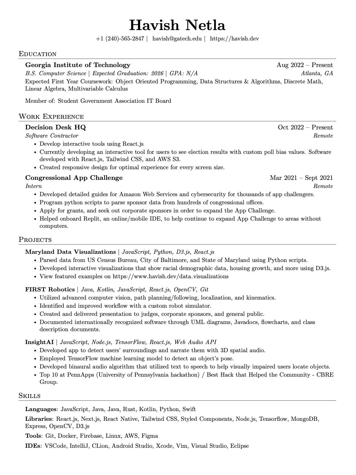 preview of my resume